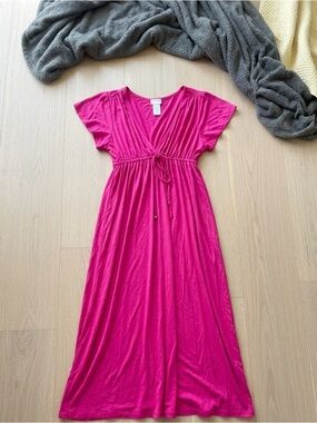 DOTTI Fuchsia Magenta Maxi Swim Cover Up Dress M NWOT Barbiecore